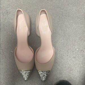 Kate Spade Nude and Glitter Gold Heels